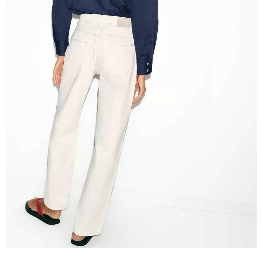 Zara STRAIGHT HIGH-WAIST ANKLE JEANS ECRU size 4 - Picture 5 of 5